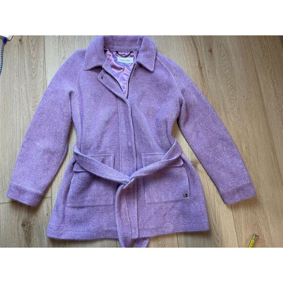 Calvin Klein Light Purple Textured Belted Coat – Size S - Picture 1 of 12